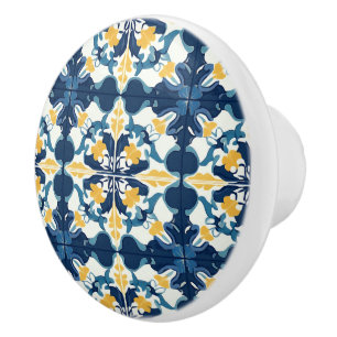Blue and Gold Pattern  Ceramic Knob