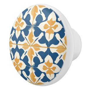 Blue and Gold Pattern  Ceramic Knob
