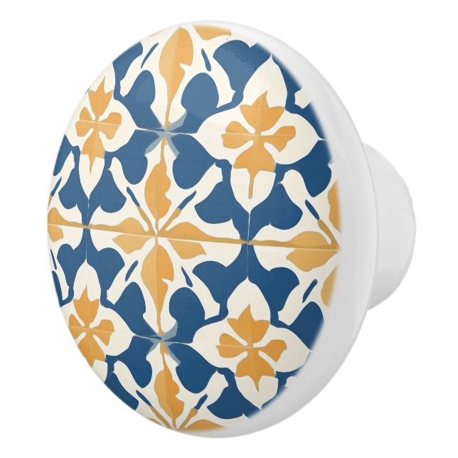 Blue and Gold Pattern  Ceramic Knob (Right)