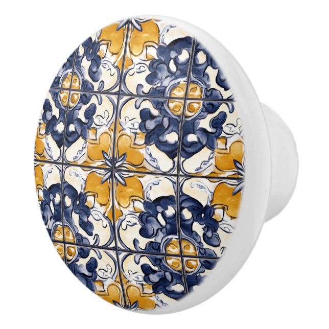 Blue and Gold Pattern  Ceramic Knob (Right)