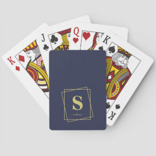 Blue and Gold Personalised Monogram and Name Playing Cards
