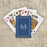 Blue and Gold Personalised Monogram and Name Playing Cards<br><div class="desc">Blue and Gold Personalised Monogram and Name Bicycle Playing Cards</div>