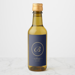 Blue and Gold Personalised Name and signature Wine Label