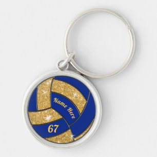 Blue and Gold Personalised Volleyball Keychains