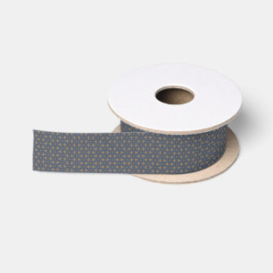 Blue and Gold Petal Design Satin Ribbon