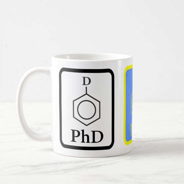 Blue and Gold PhD Molecule Mug (Left)