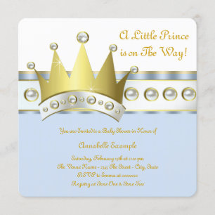 Blue and Gold Prince Baby Shower Invitation