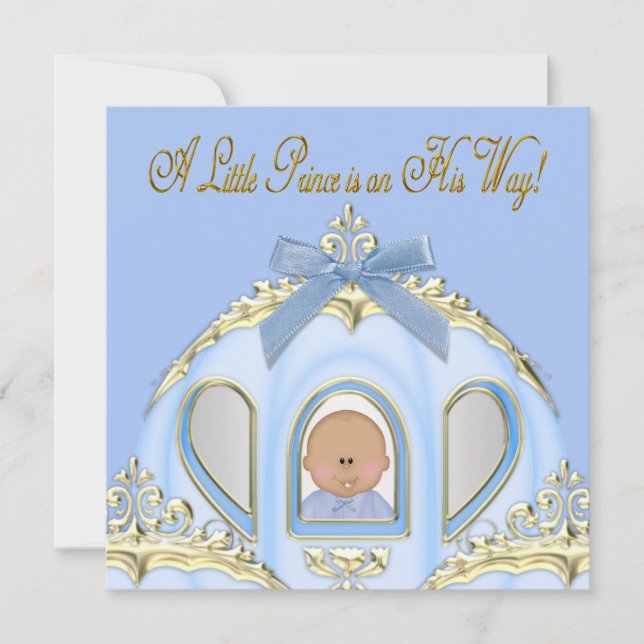 Blue and Gold Prince Baby Shower Invitations (Front)