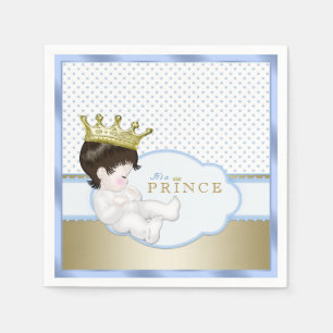 Blue and Gold Prince Baby Shower Napkin