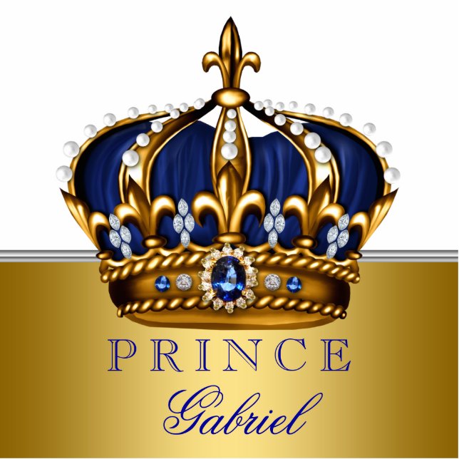 Blue and Gold Prince Baby Shower Standing Photo Sculpture (Front)