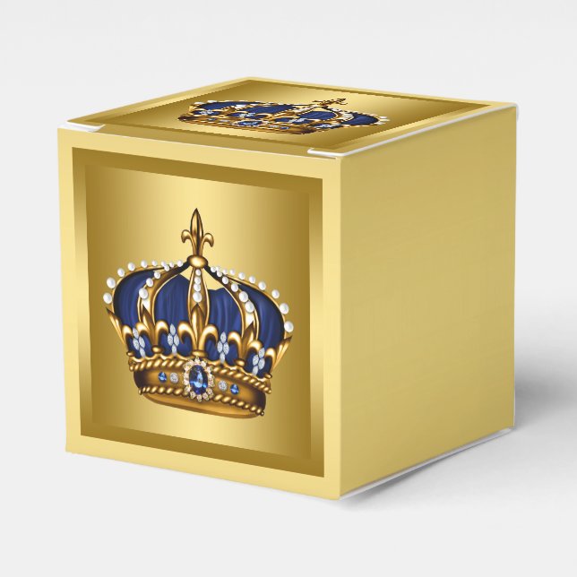 Blue and Gold Prince Favour Box (Front Side)