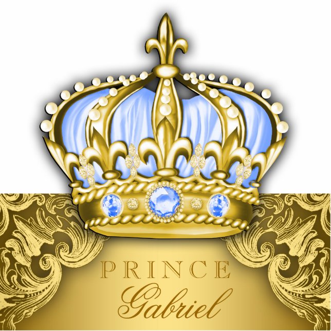 Blue and Gold Prince Table Centerpiece Nursery Art Standing Photo Sculpture (Front)