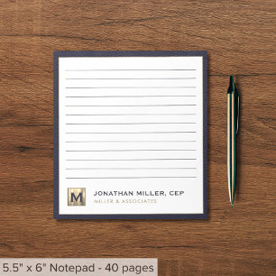 Blue and Gold Professional Initial Logo Notepad