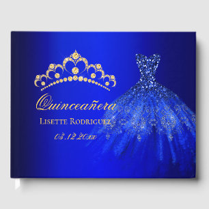 Blue And Gold Quinceanera Guest Book