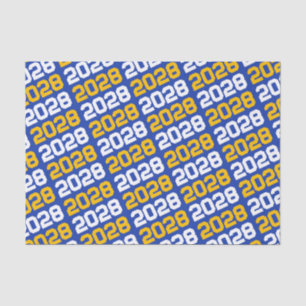 Blue and Gold Repeating Class Year Graduation Tissue Paper