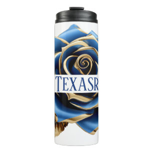 blue and gold rose thermal tumbler