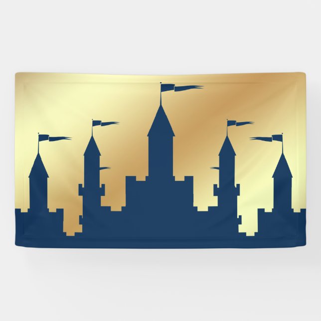 Blue and Gold Royal Prince Castle Banner (Horizontal)