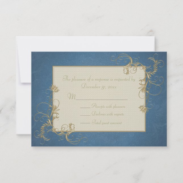 Blue and Gold RSVP Cards (Front)
