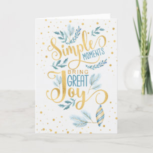 Blue and Gold Simple Moments Bring Great Joy Holiday Card