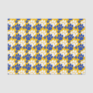 Blue and Gold Small Pawprints Tissue Paper