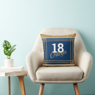 Blue and Gold Sport Theme throw pillow