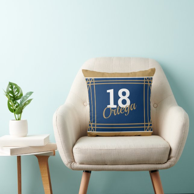 Blue and Gold Sport Theme throw pillow (Chair)