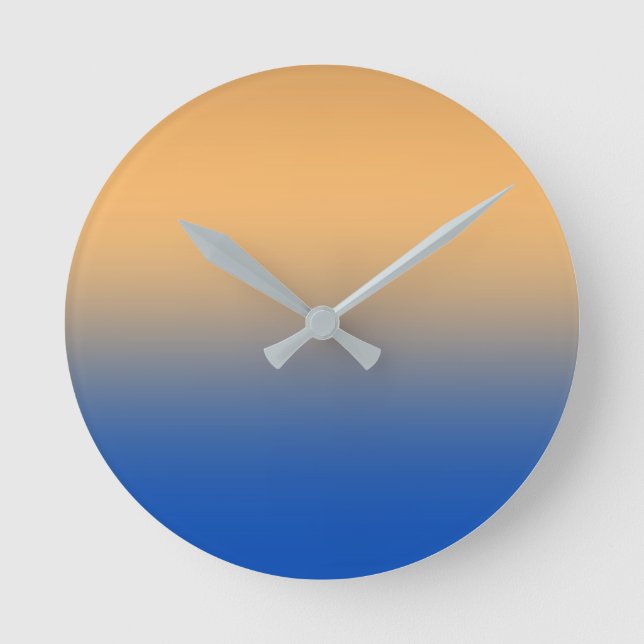 Blue and Gold Square  Round Clock (Front)