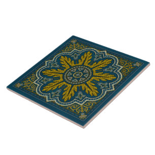 Blue and Gold Star Point Deco Tile