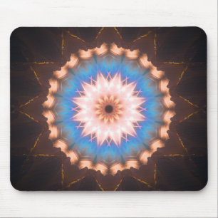 Blue and Gold Star-Shaped Mandala Mouse Mat