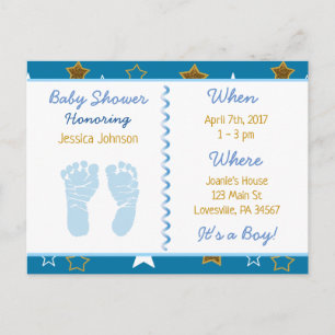 Blue and Gold Stars Boy's Baby Shower Invitations