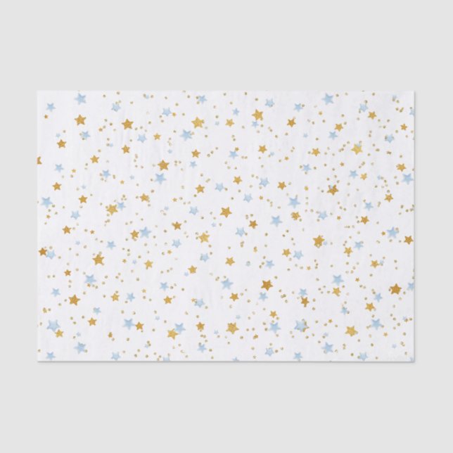 Blue and Gold Stars Confetti Tissue Paper (Front)
