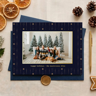 Blue And Gold Stars Wallpaper Photo Foil Holiday Card