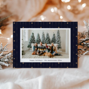 Blue And Gold Stars Wallpaper Photo Holiday Card