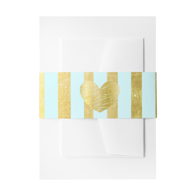 Blue and  Gold Striped Belly Band Invitation Belly Band (Front Example)