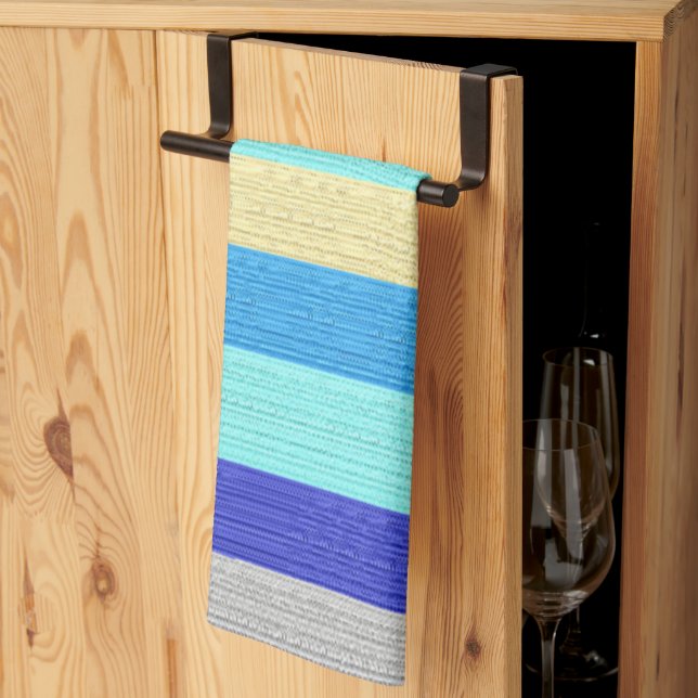 Blue and Gold Striped  Tea Towel (Thirds Fold)
