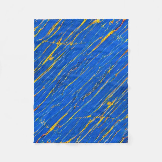 Blue and Gold Stripes Fleece Blanket (Front)
