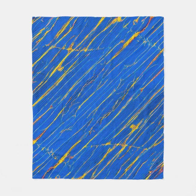 Blue and Gold Stripes Fleece Blanket (Front)