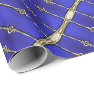 Blue and Gold Stripped Pattern Paper