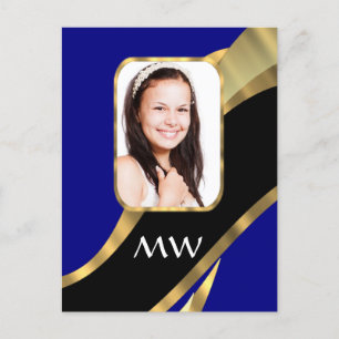 Blue and gold swirl pattern postcard
