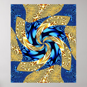Blue and Gold Swirl Poster