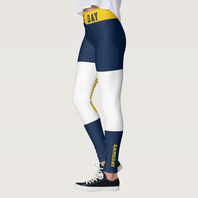 Blue and Gold Team Spirit Gameday Leggings (Left)