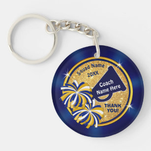 Blue and Gold, Thank You Gift for Cheer Coach Key Ring