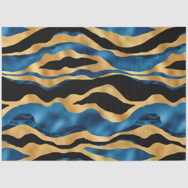 Blue and Gold Tiger Series Design 2 Tissue Paper (Front)