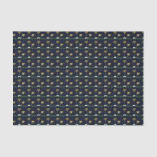 Blue and Gold Tropical Christmas with Palm Trees Tissue Paper