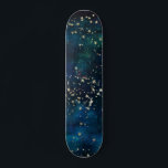 Blue and Gold Under the Stars Night Sky Skateboard<br><div class="desc">Blue and Gold Foil Under the Stars Night Sky Celestial Galaxy Background.</div>