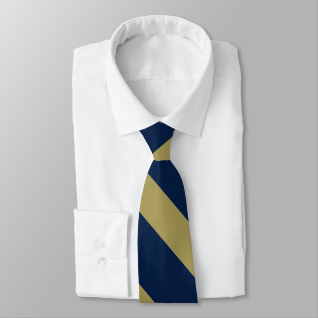 Blue and Gold University Stripe Tie (Tied)