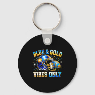 Blue And Gold Vibes Only Football Fan Gift Key Ring
