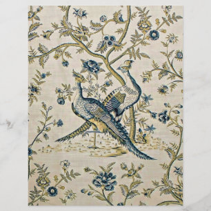 Blue and gold vintage birds origami paper