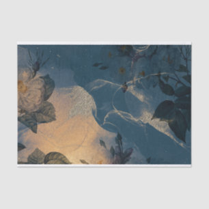 Blue and Gold Vintage Floral Tissue Paper