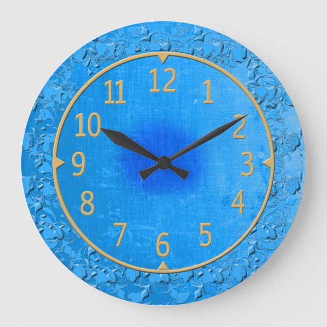 Blue and Gold Vintage Look Clock (Front)